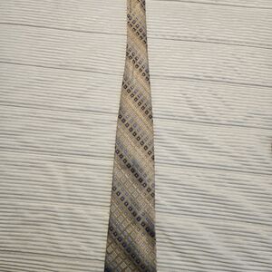 Kenneth Cole New York Gold and Blue Patterned Tie